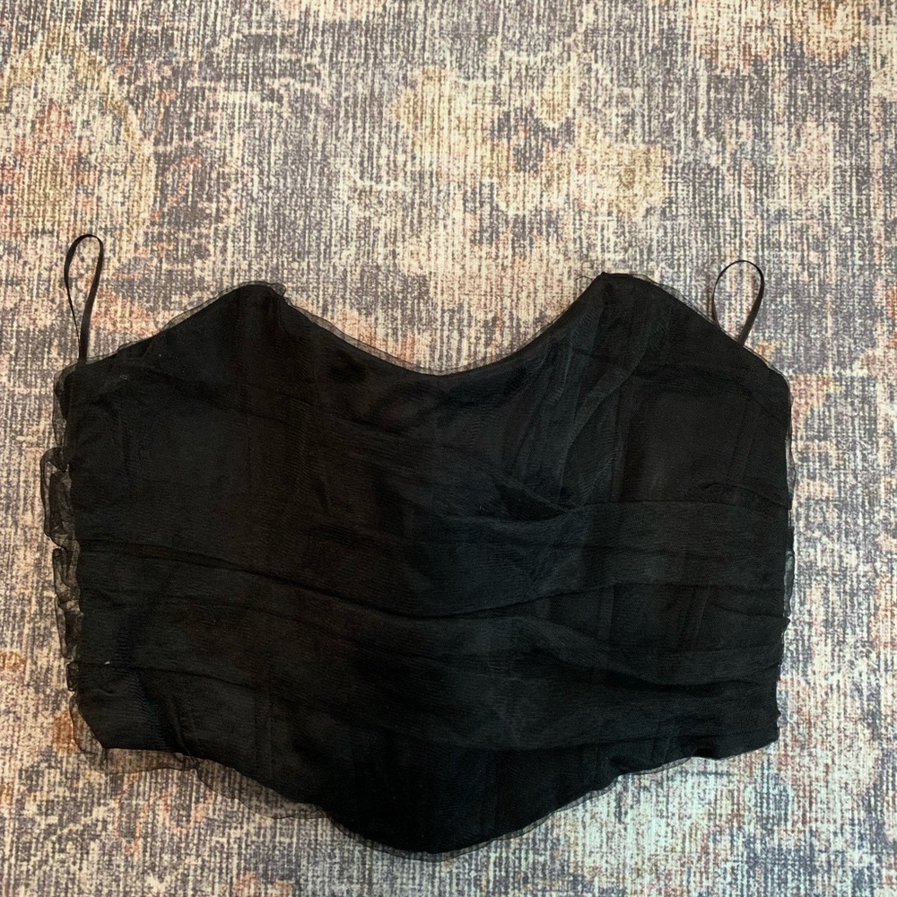 Zara Black Tulle Corset Top, Size M (runs small)